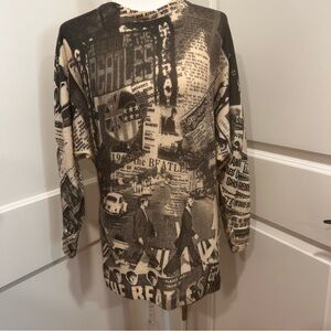 Blue area cashmere pullover women’s sweater the Beatles all over print see flaws